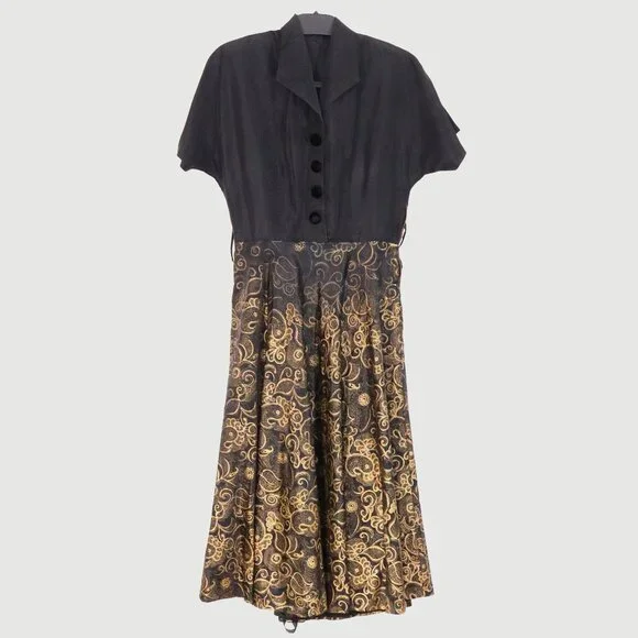 Vintage | Dresses | Unique 95s Black Silk Dress With Gold Paisley Print Skirt | Poshmark Vintage | Dresses | Unique 95s Black Silk Dress With Gold Paisley Print Skirt | Poshmark